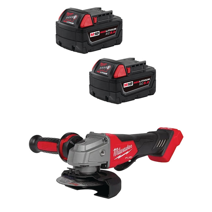 MILWAUKEE M18™ REDLITHIUM™ XC5.0 Battery (2 PACK) & FREE M18 FUEL™ 4-1/2" / 5" Braking Grinder Paddle Switch, No-Lock