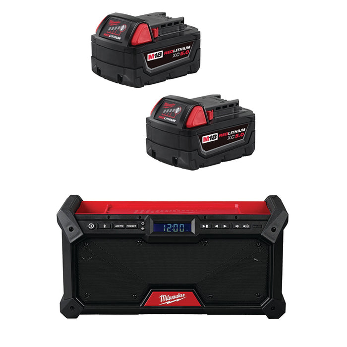 MILWAUKEE M18™ REDLITHIUM™ XC5.0 Battery (2 PACK) & FREE M18™ Bluetooth® Jobsite Radio