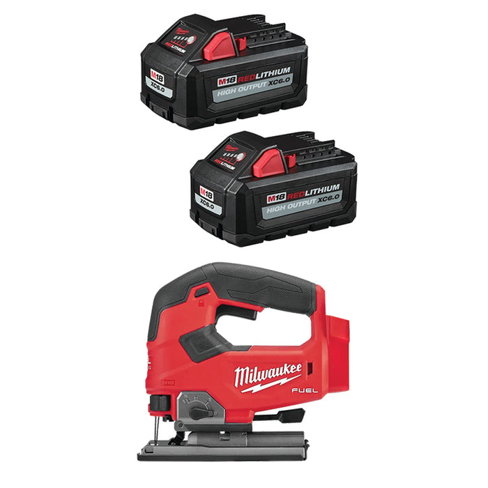 MILWAUKEE M18™ REDLITHIUM™ HIGH OUTPUT™ XC6.0 Battery (2 PACK) & FREE M18 FUEL™ D-Handle Jig Saw