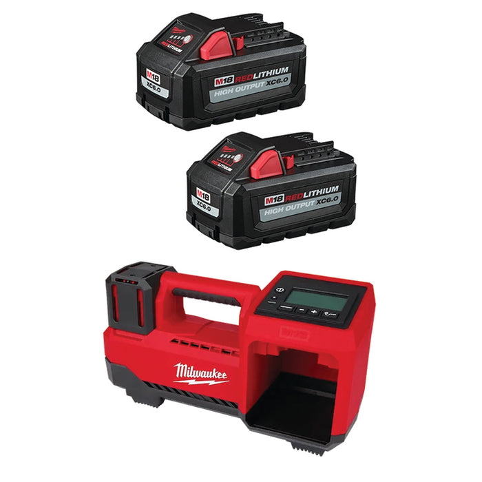 MILWAUKEE M18™ REDLITHIUM™ HIGH OUTPUT™ XC6.0 Battery (2 PACK) & FREE M18™ Tire Inflator