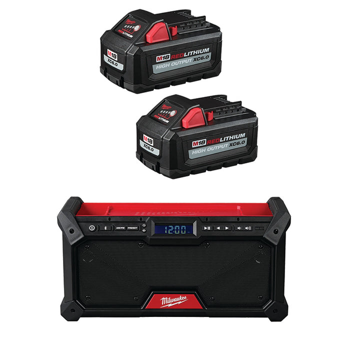 MILWAUKEE M18™ REDLITHIUM™ HIGH OUTPUT™ XC6.0 Battery (2 PACK) & FREE M18™ Bluetooth® Jobsite Radio