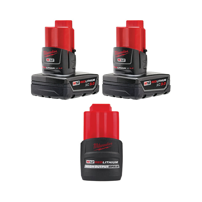 MILWAUKEE M12™ REDLITHIUM™ XC Battery (2 PACK) & FREE M12™ REDLITHIUM™ HIGH OUTPUT™ CP2.5 Battery