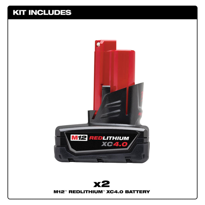 Milwaukee M12 XC 4.0Ah Battery 2-Pack 48-11-2442