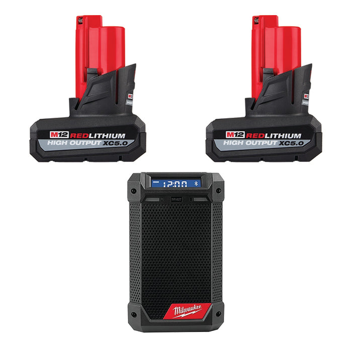 MILWAUKEE 2 PC. M12™ REDLITHIUM™ HIGH OUTPUT™ XC5.0 Battery & FREE M12™ Radio + Charger