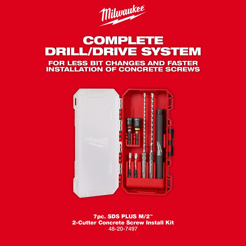 Screw Configuration Kit Milwaukee SDS Plus M/2 2-Cutter Concrete Screw Installation Kit 48-20 ...