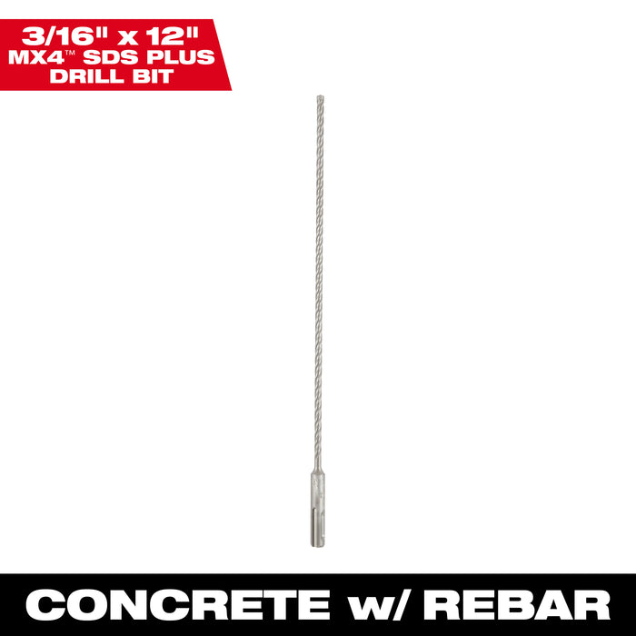 3/16x12" MX4SDS+ Bit