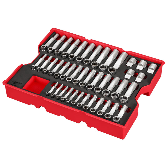 Milwaukee 77 pc. 1/4”, 3/8”, & 1/2” Drive Metric Socket Set with Tray for PACKOUT™ Drawers