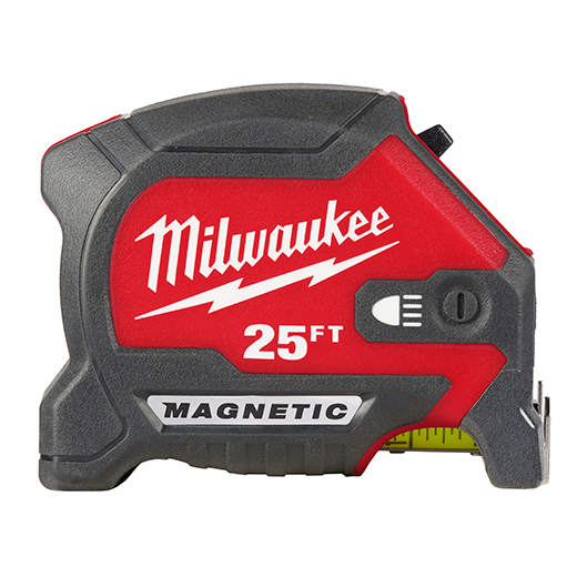 MILWAUKEE 25' Compact Wide Blade Magnetic Tape Measure w/ Rechargeable 100L Light
