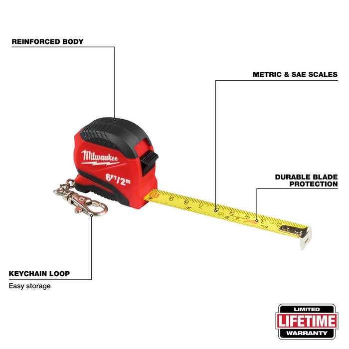 Milwaukee Tools 6'/2M Keychain Tape 48-22-1706