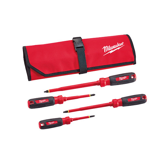 MILWAUKEE 4 PC. 1000V Insulated Screwdriver Set w/ Roll Pouch