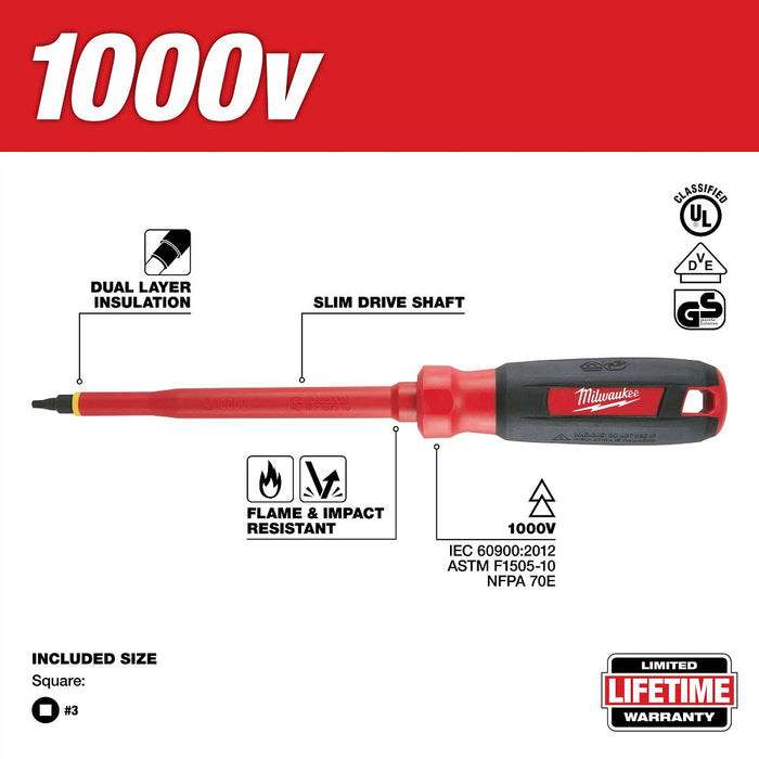 #3 Square - 6 In. 1000 V Insulated