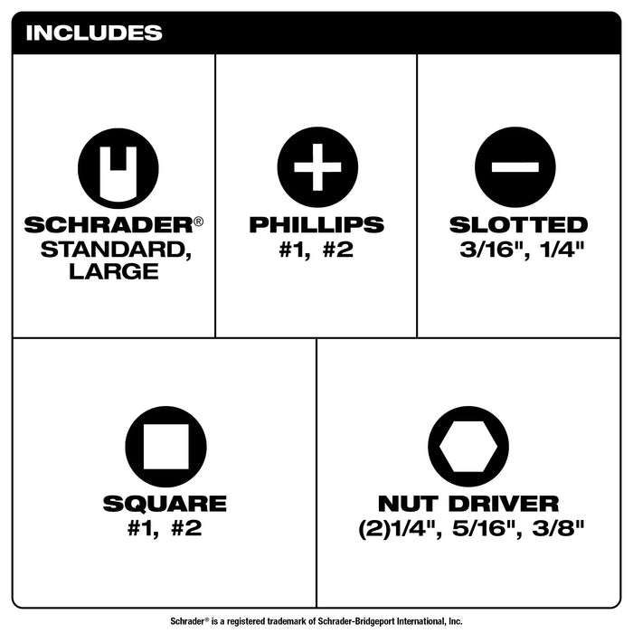 Milwaukee 13-in-1 Cushion Grip Screwdriver with Schrader Bit 48-22-2881