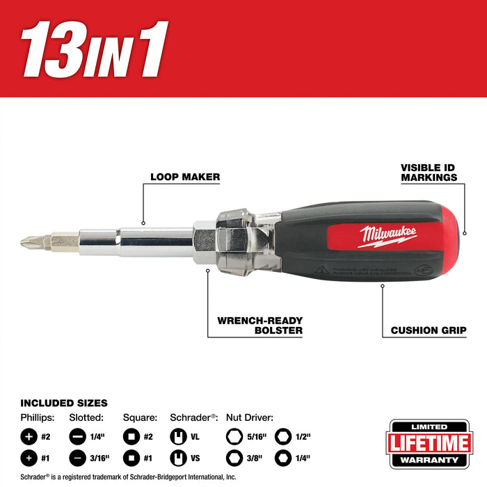 Milwaukee 13-in-1 Cushion Grip Screwdriver with Schrader Bit 48-22-2881