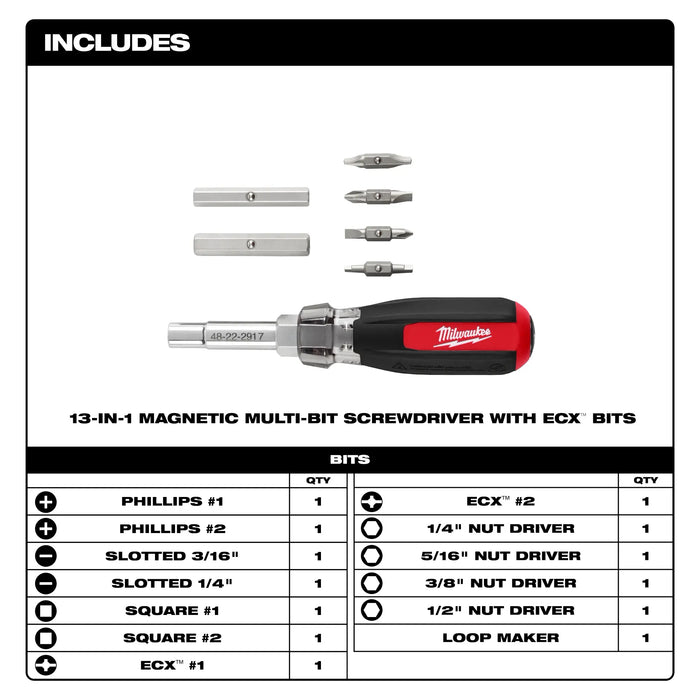 MILWAUKEE 13-IN-1 Magnetic Multi-Bit Screwdriver