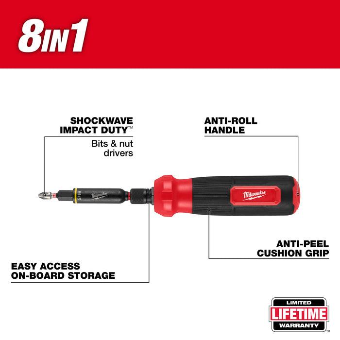 Milwaukee Tools 8-IN-1 Multi-Bit & Nut Driver W/ SHOCKWAVE Impact Duty™ Bits & Nut Drivers