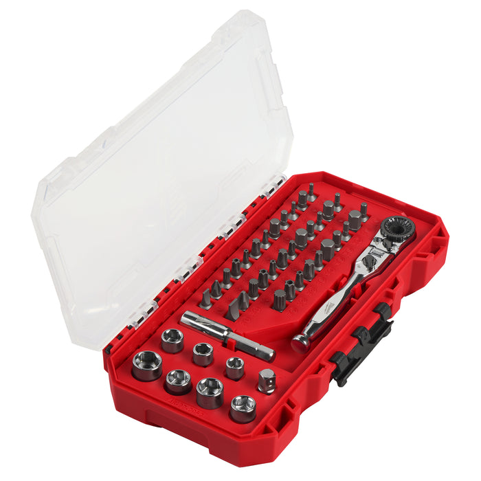 Milwaukee 44pc. 1/4” Hex Drive Mini Flex Head Ratchet & Bit Set