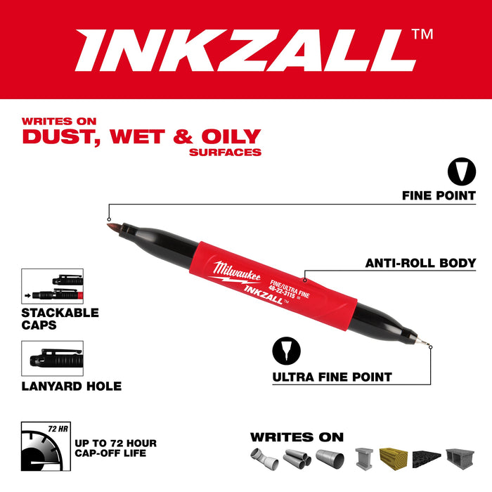 Milwaukee INKZALL Double Sided Black Jobsite Marker 48-22-3115