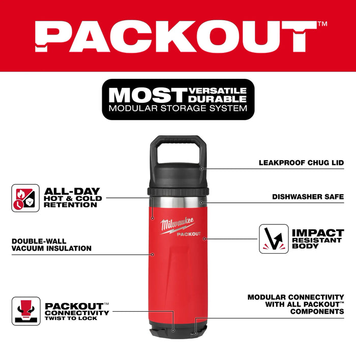 MILWAUKEE PACKOUT™ 18oz Insulated Bottle w/ Chug Lid