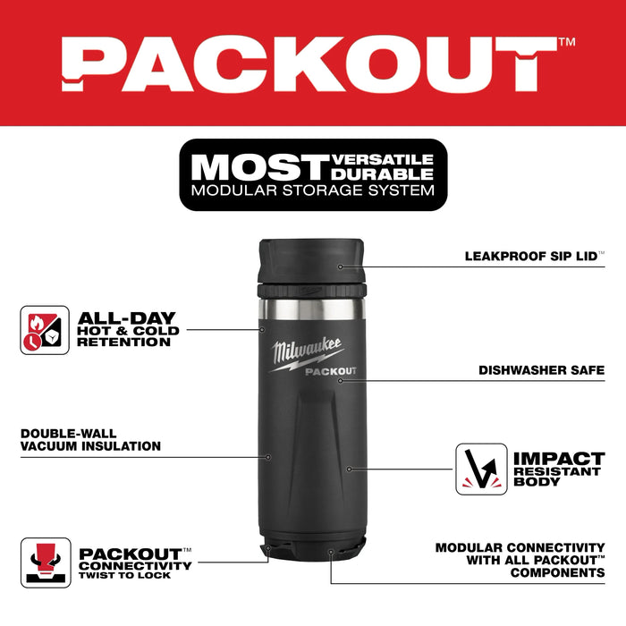 MILWAUKEE PACKOUT™ 18oz Insulated Bottle w/ Sip Lid