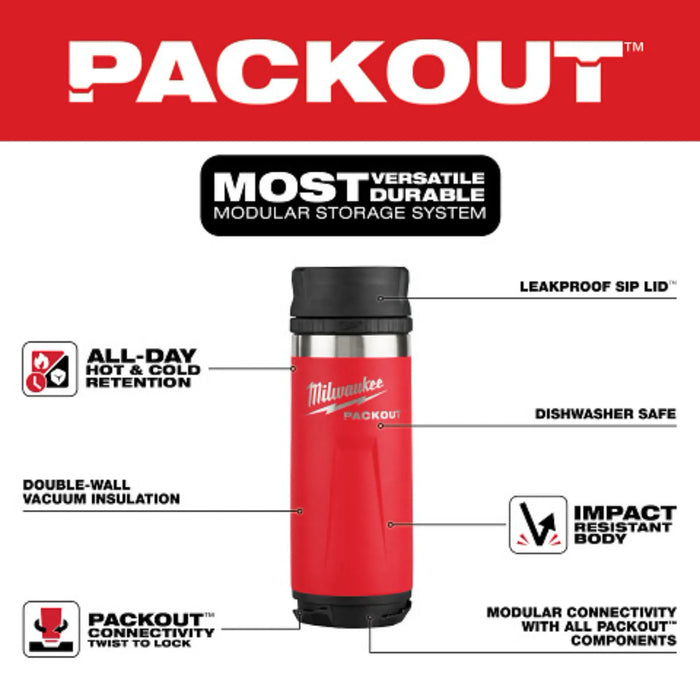 MILWAUKEE PACKOUT™ 18oz Insulated Bottle w/ Sip Lid