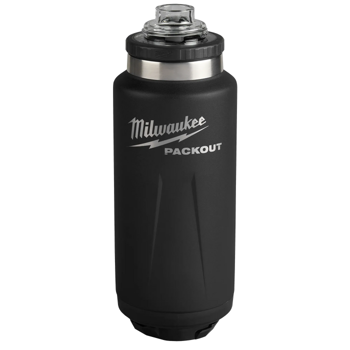 MILWAUKEE PACKOUT™ Black 36oz Insulated Bottle w/ Chug Lid