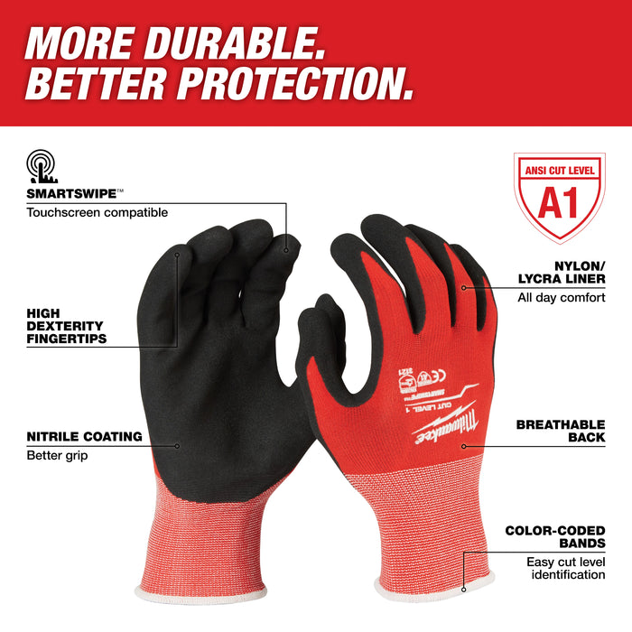 Milwaukee Tools Cut Level 1 Nitrile Dipped Gloves - L