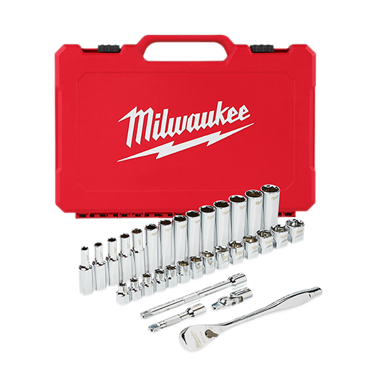 MILWAUKEE 32 UDS. Juego de llaves de vaso y trinquete con accionamiento de 3/8" - Métrico