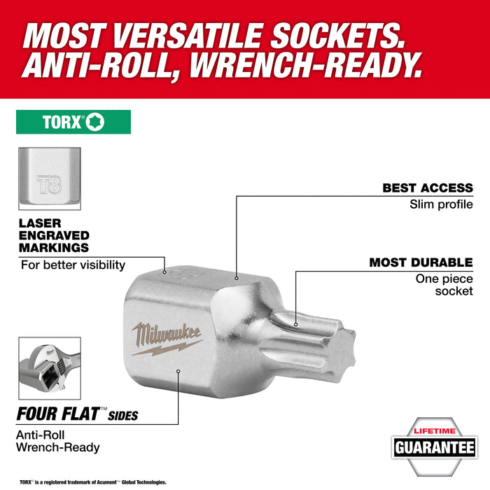 Milwaukee 1/4" Dr T10 TRX Low Pro Bit Sckt 45-34-1105