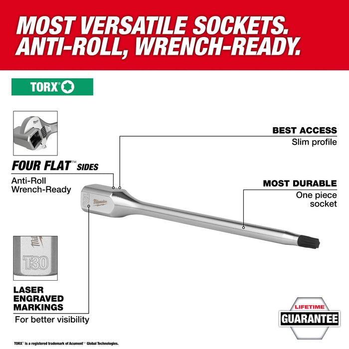 Milwaukee 1/4" Dr T20 Long TRX Bit Sckt 45-34-1064