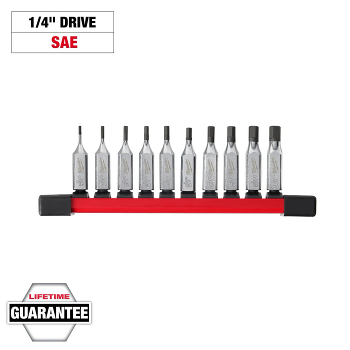 MILWAUKEE 10 PC. 1/4" Drive Hex Bit Socket Set - SAE