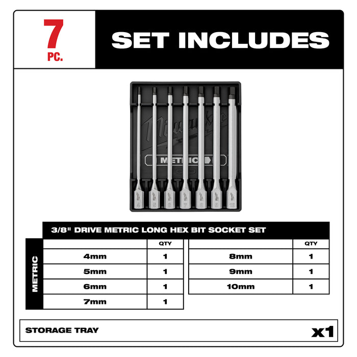 Milwaukee 7pc 3/8" Dr MM L Hex 48-22-9547