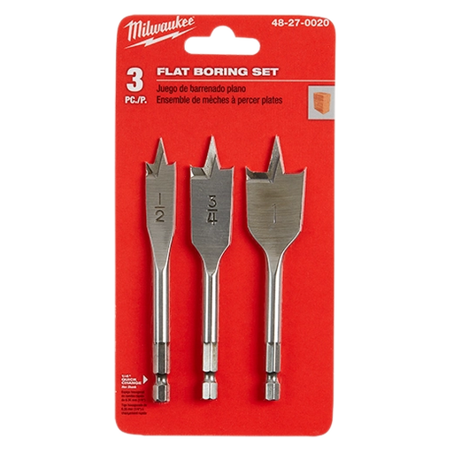 MILWAUKEE 3 PC. Stubby Flat Boring Set