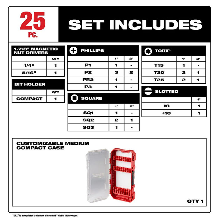 Milwaukee Tools Shockwave 25PC Driving Set 48-32-4095