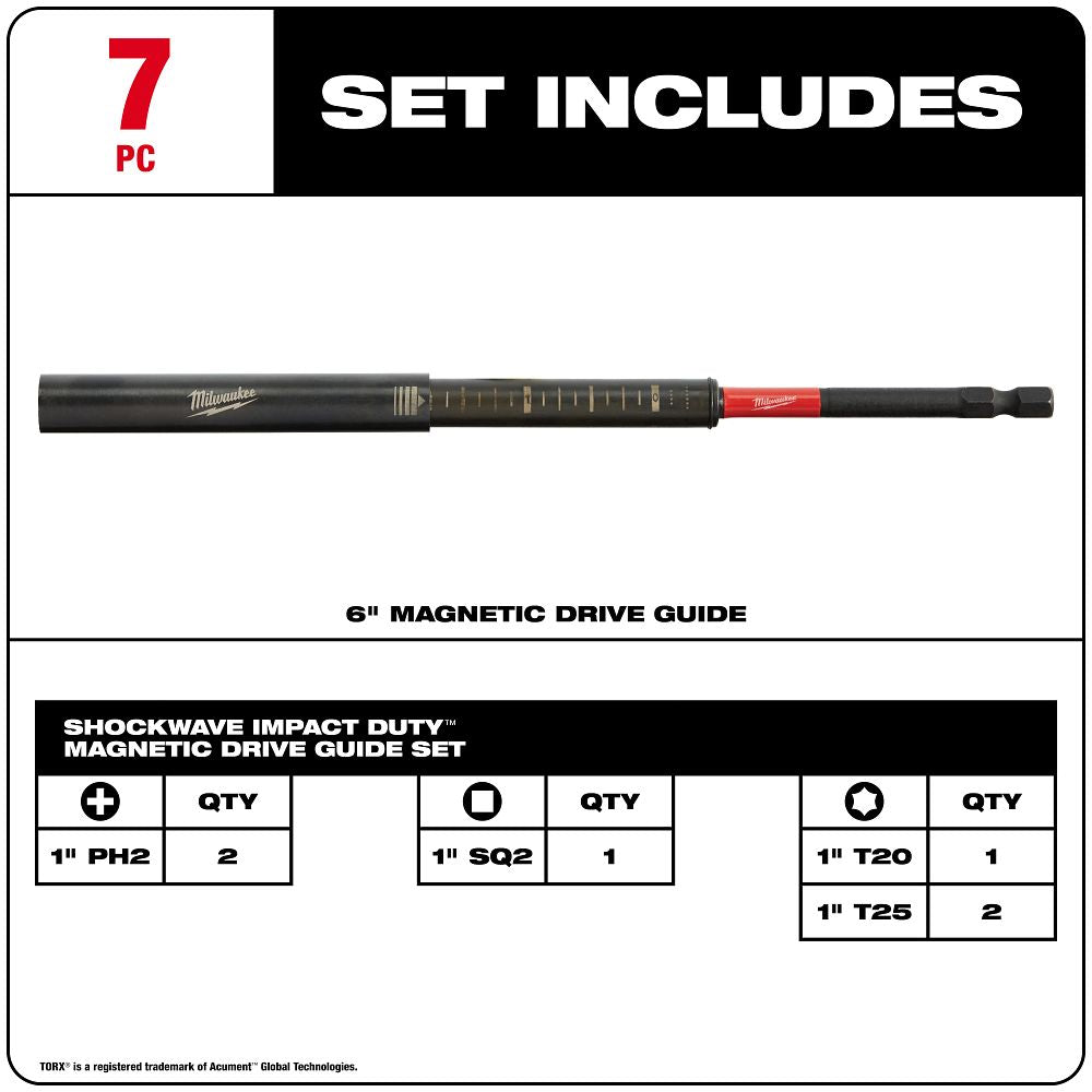 Milwaukee 7 Piece SHOCKWAVE™ Impact Magnetic Drive Guide Set SHOCKWAVE ...