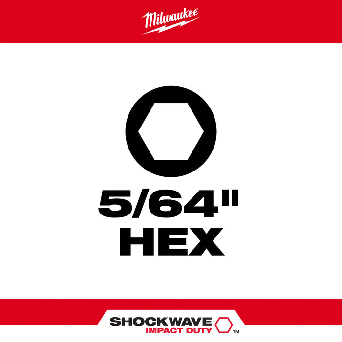 Milwaukee SHOCKWAVE Impact Duty 1" Hex 5/64" Driver Bits 48-32-4701