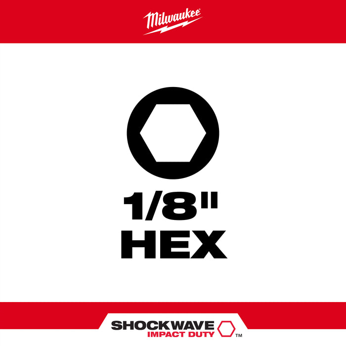 Milwaukee SHOCKWAVE Impact Duty 1" Hex 1/8" Driver Bits 25PK 48-32-4704
