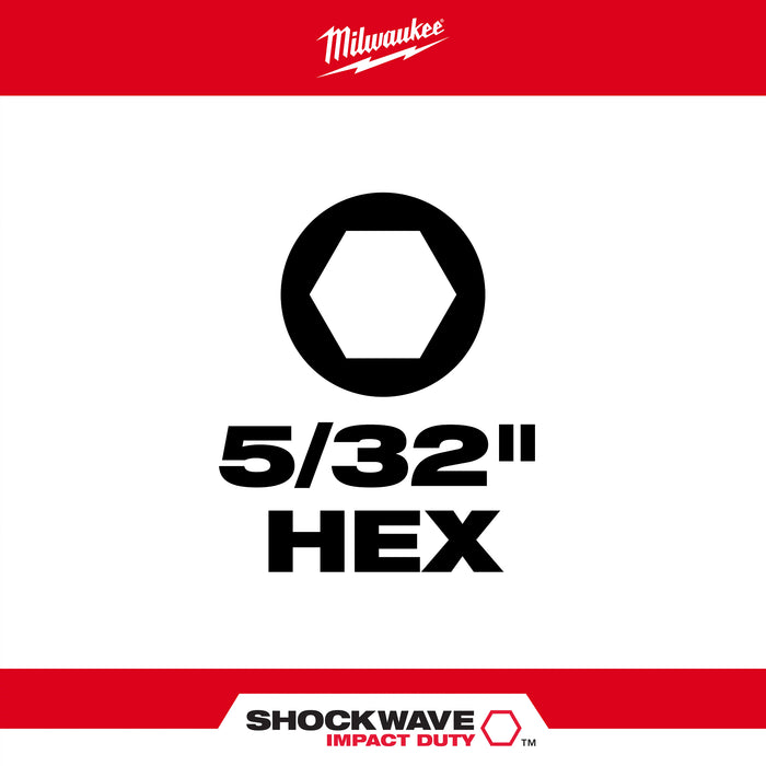 Milwaukee SHOCKWAVE Impact Duty 1" Hex 5/32" Driver Bits (25PK) 48-32-4706