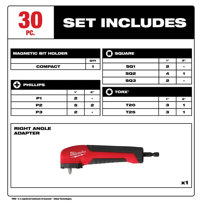 Milwaukee Tools 30PC Driver Bit Set 48-32-5158