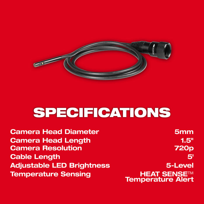 Milwaukee Tools 5mm 5' Borescope Camera Cable