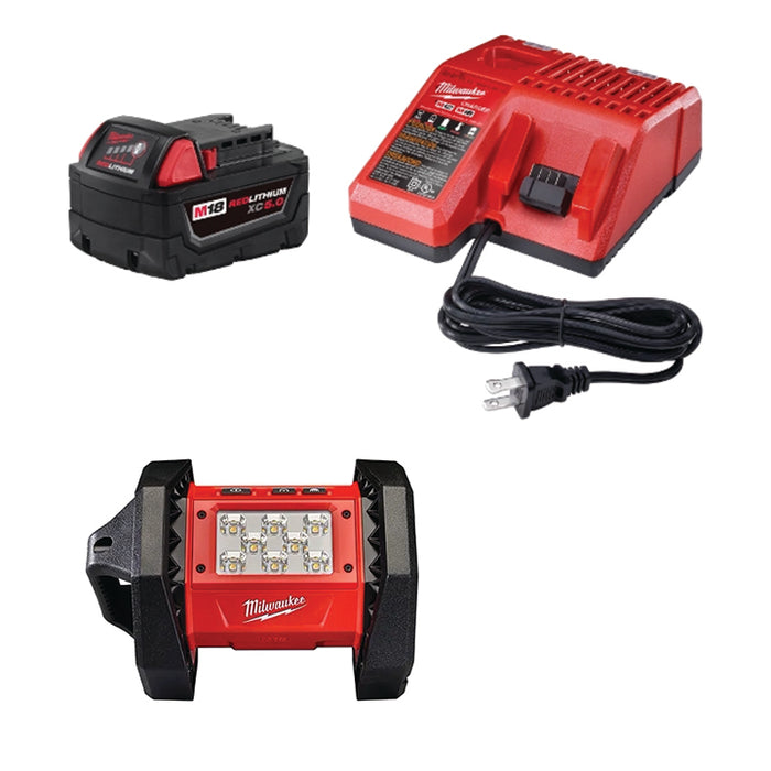 MILWAUKEE M18™ REDLITHIUM™ XC5.0 Starter Kit & FREE M18™ ROVER™ Flood Light