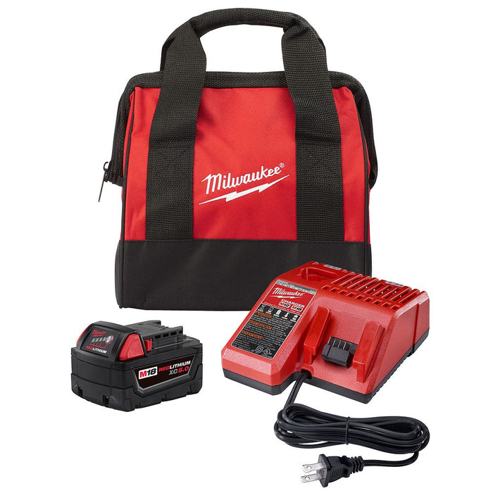 Milwaukee Tools M18 5.0Ah Starter Kit and Bag 48-59-1850B