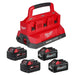 MILWAUKEE M18™ PACKOUT™ Six Bay Rapid Charger Kit w/ 2 M18™ HIGH OUTPUT™ XC6.0s & 2 M18™ REDLITHIUM™ XC5.0s