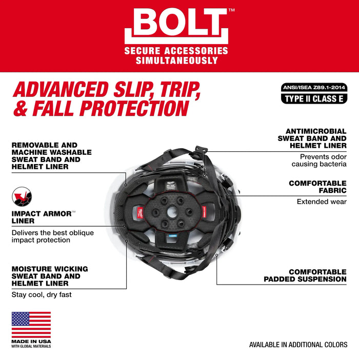 Casco de seguridad MILWAUKEE BOLT™ con revestimiento IMPACT ARMOR™