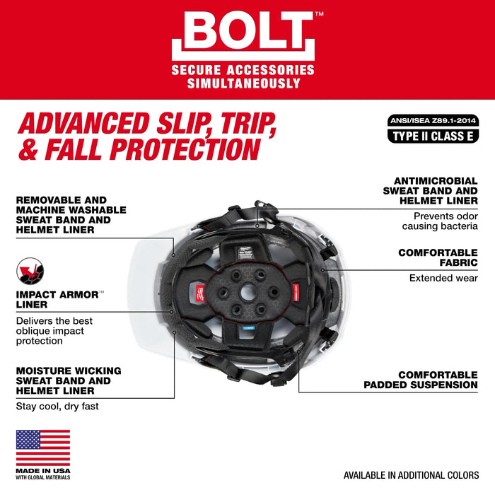 Casco de seguridad MILWAUKEE BOLT™ con ala delantera y forro IMPACT ARMOR™