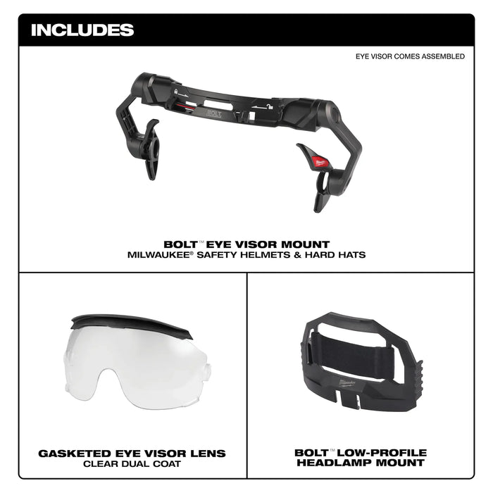 MILWAUKEE BOLT™ Gasketed Eye Visor - Dual Coat Lens (Compatible w/ BOLT™ Safety Helmets & BOLT™ Hard Hats)