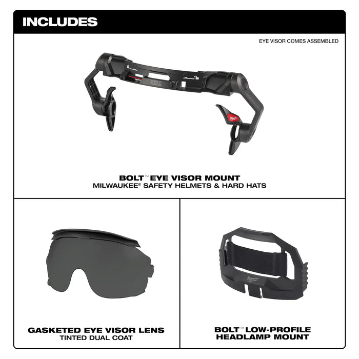 MILWAUKEE BOLT™ Gasketed Eye Visor - Dual Coat Lens (Compatible w/ BOLT™ Safety Helmets & BOLT™ Hard Hats)