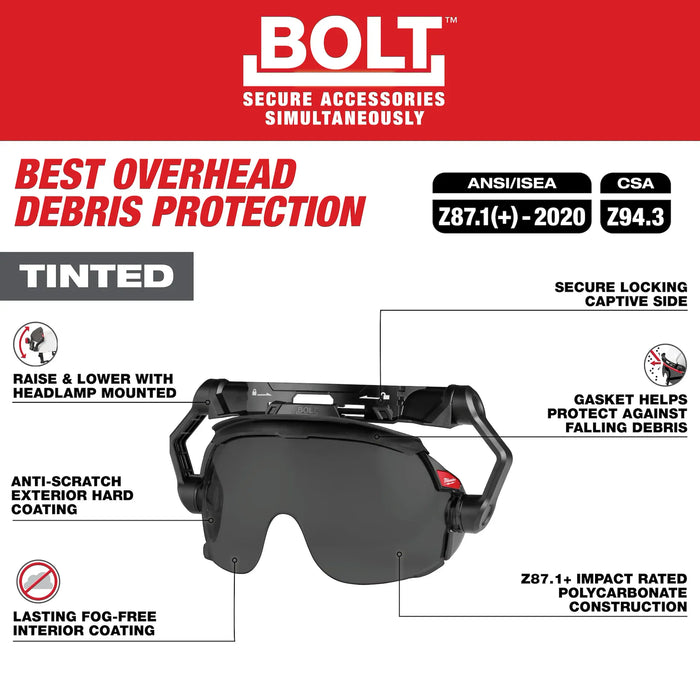 MILWAUKEE BOLT™ Gasketed Eye Visor - Dual Coat Lens (Compatible w/ BOLT™ Safety Helmets & BOLT™ Hard Hats)