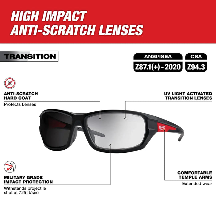 Gafas de seguridad MILWAUKEE Transition Performance con lentes antirrayas