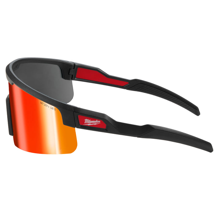 Milwaukee Tools Wrap Around Safety Glasses - Red Mirrored Anti-Scratch Lenses