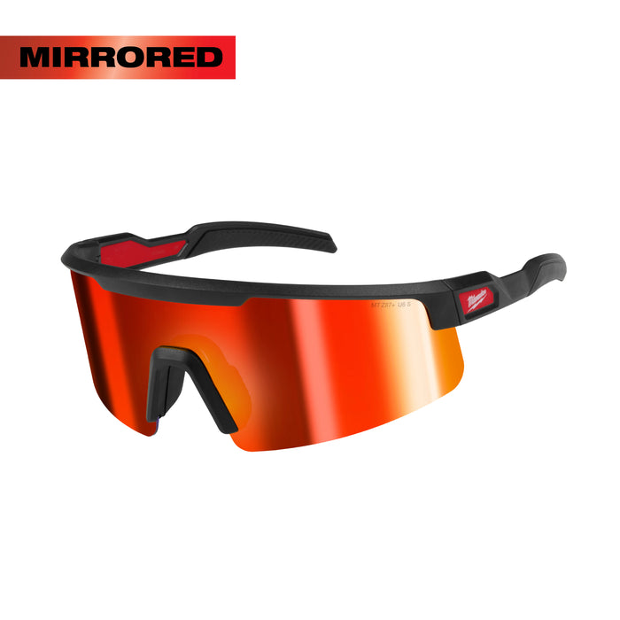 Milwaukee Tools Wrap Around Safety Glasses - Red Mirrored Anti-Scratch Lenses